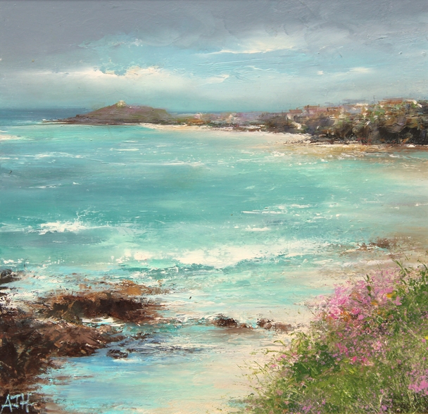Waves Roll over the Rocks at Porthmeor Beach