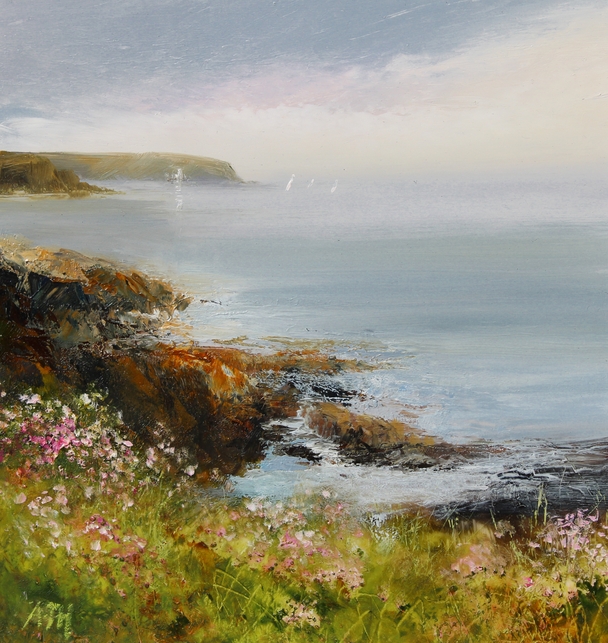 AMANDA HOSKIN - watching the sailing from the cliff tops, falmouth bay, cornwall