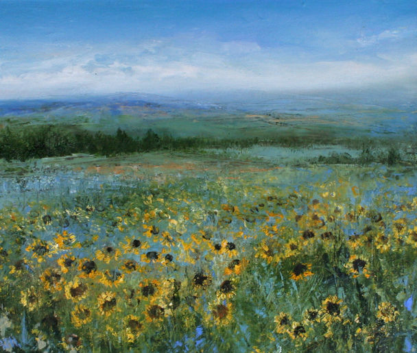 AMANDA HOSKIN - sunflowers in a tuscan landscape