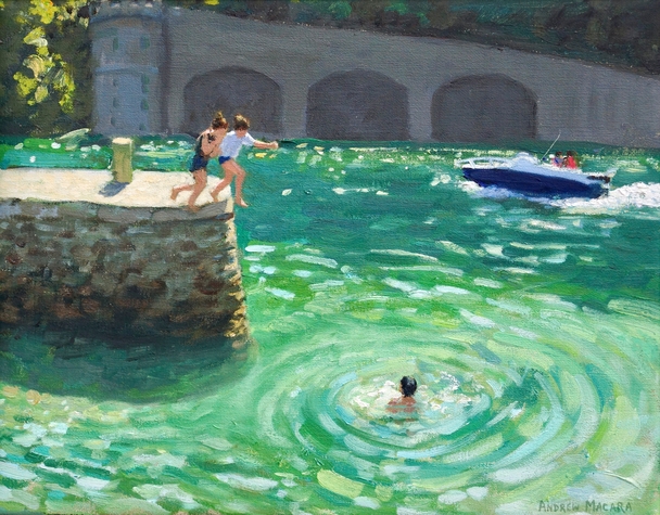 ANDREW MACARA  - jumping off the harbour wall, looe