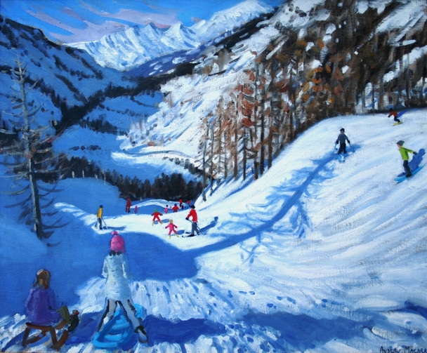 ANDREW MACARA  - shadow of a fir tree and skiers, tignes