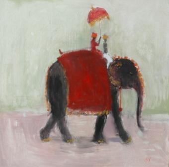 ANN SHRAGER - elephant and red umbrella