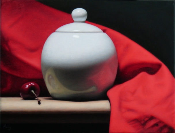 Still Life with Sugar Bowl and Red Drapery