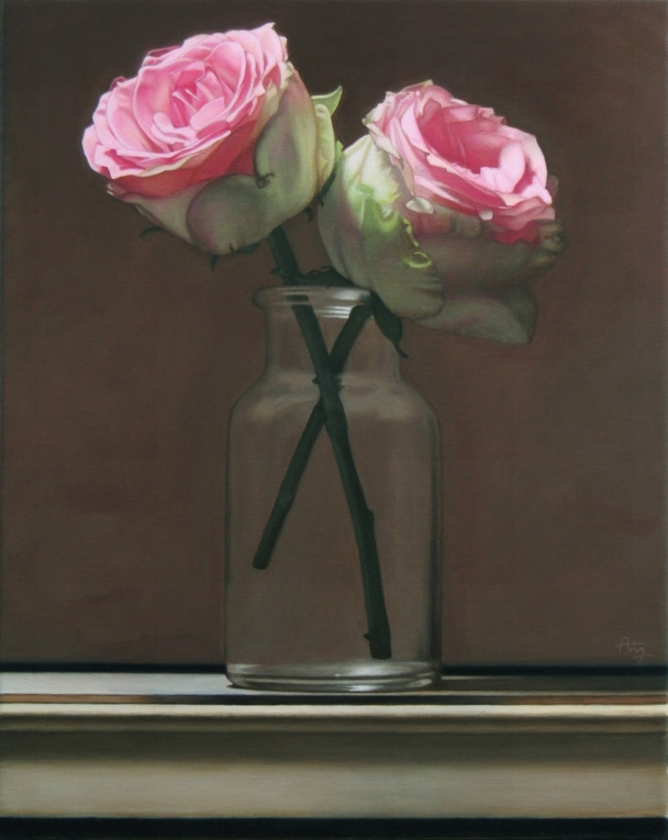 Still Life with Glass Vase and Roses