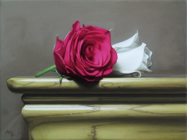 British Artist ANTHONY ELLIS - Still Life with Red and White Roses