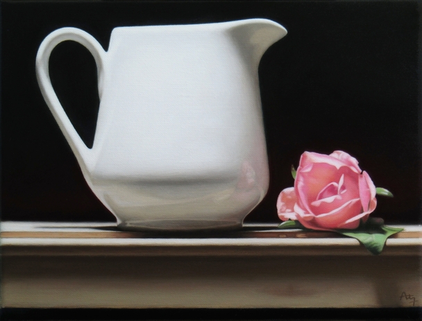 British Artist Anthony Ellis - Still Life with Jug and Rose