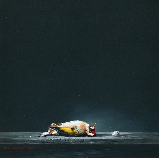 BRYAN HANLON - still life, goldfinch and egg