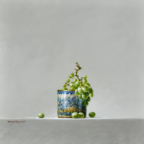 BRYAN HANLON - glazed chinese pot & green grapes