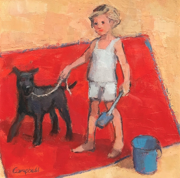 Girl, Dog and Bucket