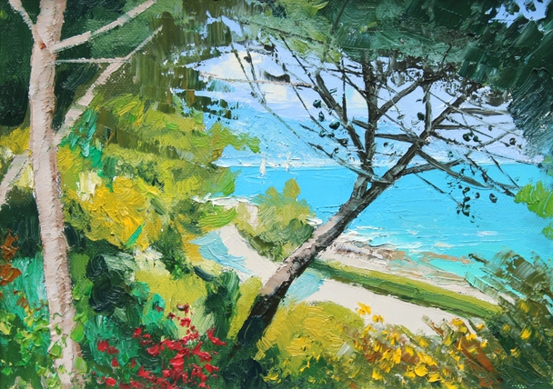British Artist COLIN CARRUTHERS - Promenade, Cap Ferrat