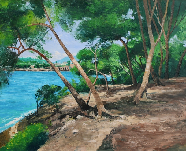 British Artist COLIN CARRUTHERS - Shadows and Pines, Cote d'Azur