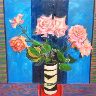 Roses in Patterned Jug