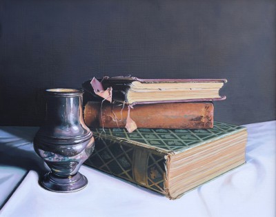 Still life with Books and Silver pot