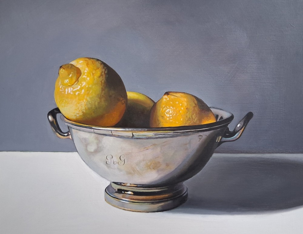Jane Cruickshank - silver bowl with lemons ii 