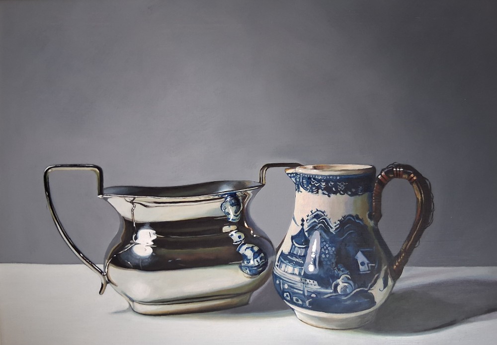 Jane Cruickshank - silver with blue and white jug