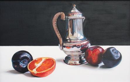 JANE CRUICKSHANK - small coffee pot and fruit