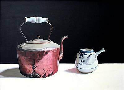 JANE CRUICKSHANK - copper kettle and chinese pot