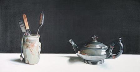 JANE CRUICKSHANK - still life with pewter teapot