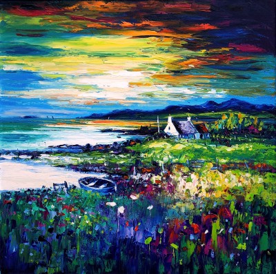 JEAN FEENEY - sunset by the shore, isle of lewis