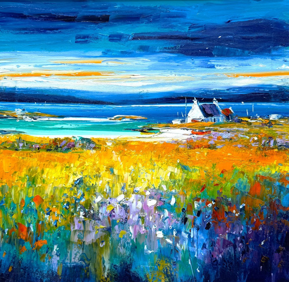 Scottish Artist JEAN FEENEY - Summer Flowers by the Sea, Isle of Islay