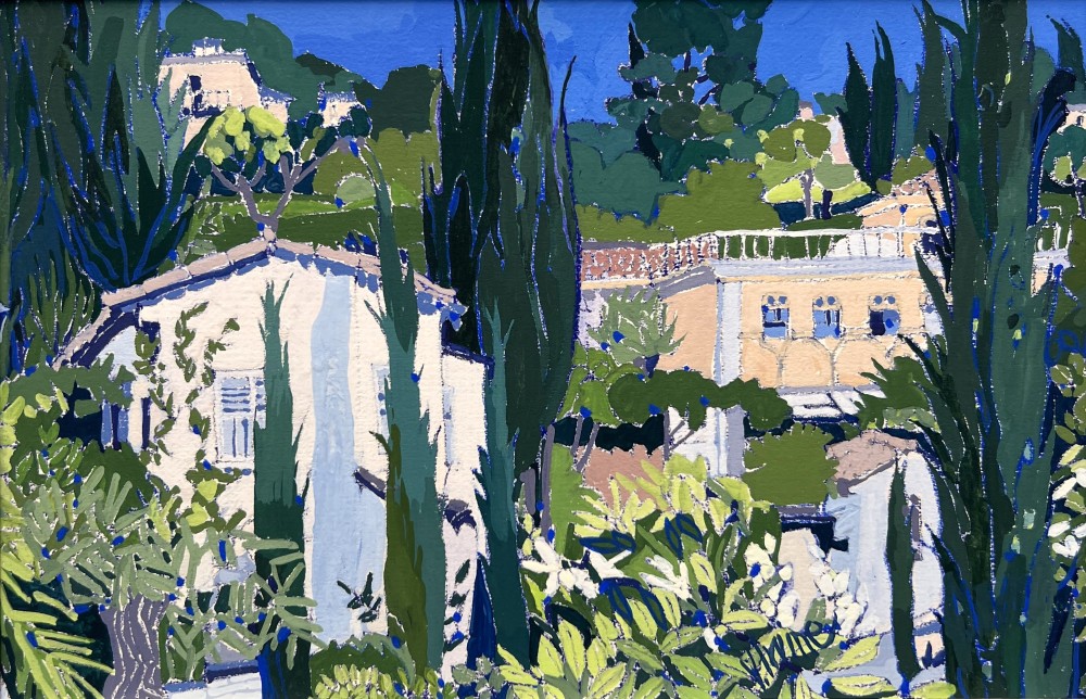 Jennifer Irvine - cypress trees, looking to st paul de vence