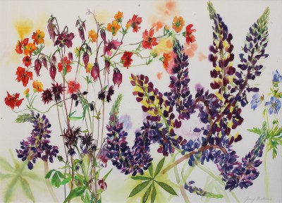 Scottish Artist JENNY MATTHEWS - Lupins from Millpond