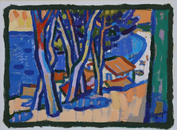 JOAN GILLESPIE - pine trees and rooftops