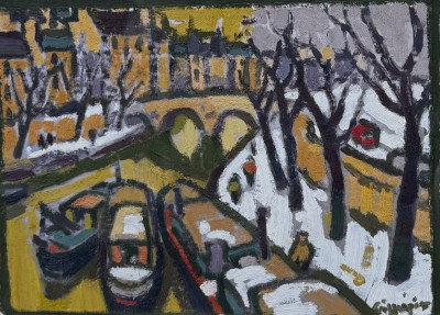 JOAN GILLESPIE - study for barges on the seine