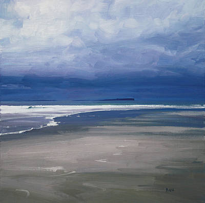 JOHN BELL - heavy winter sky over bamburgh beach