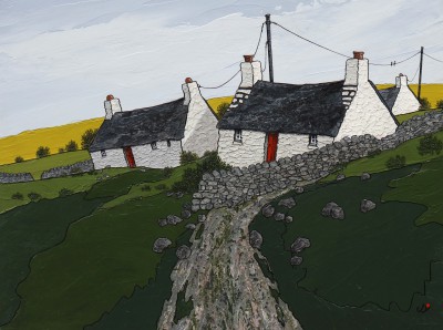 British Artist JOY SAUNDERS - Meadow Cottages