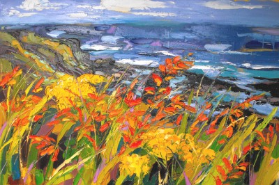 JUDITH BRIDGLAND - wind blowing across the cliff, causeway coast