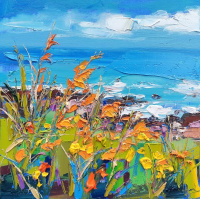 JUDITH BRIDGLAND - montbretia on the shoreline