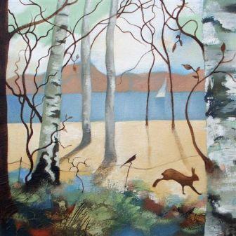 LESLEY MCLAREN - hare and blackbird