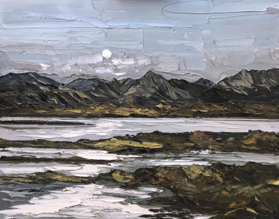 MARTIN LLEWELLYN - moon above snowdonia mountain range