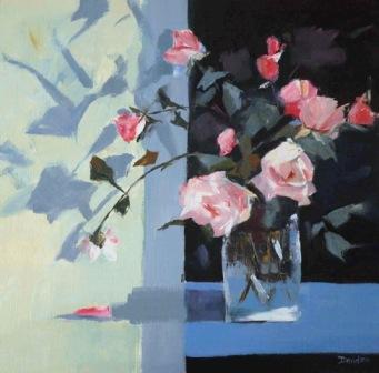 MARY DAVIDSON - pink roses and shadows