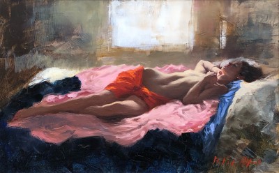 British Artist Michael Alford - Sleeping Nude (Contra Jour)