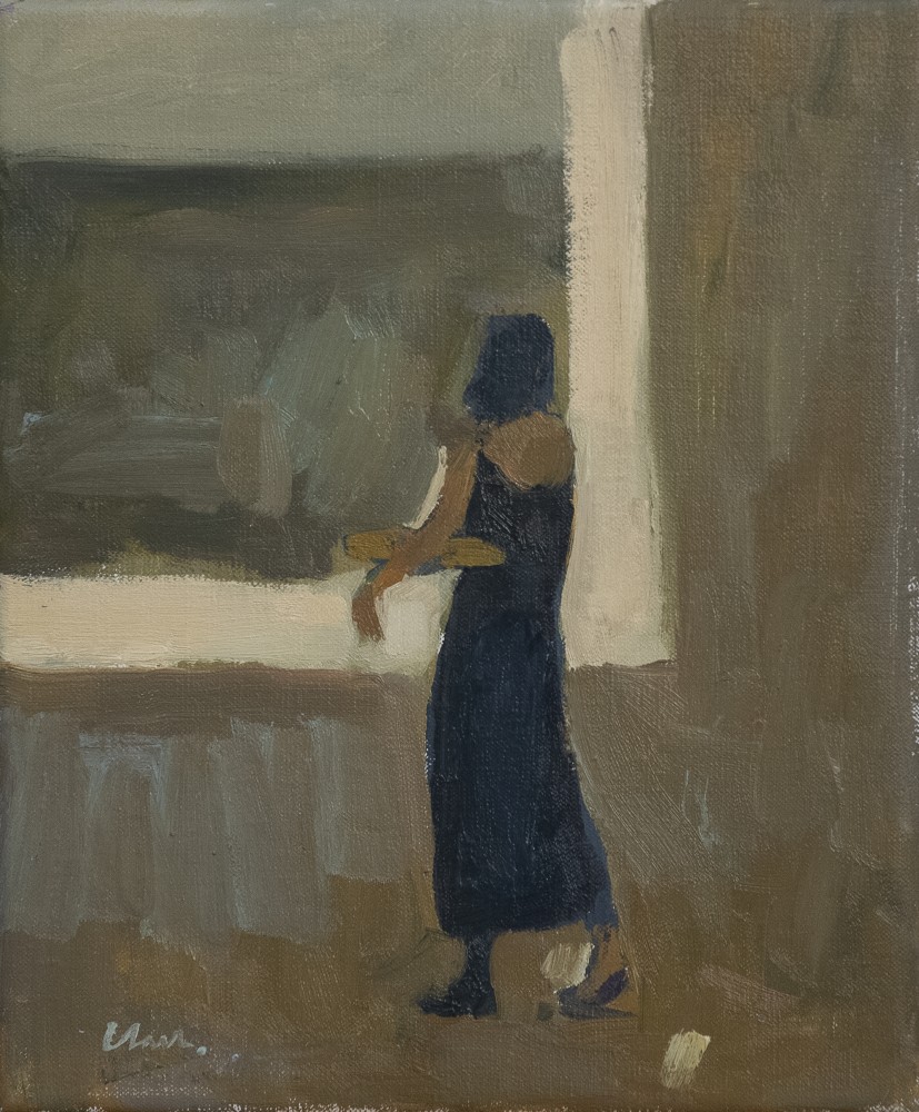Scottish Artist MICHAEL CLARK - Woman with a Baguette