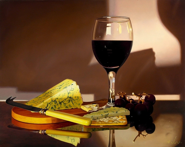 Michael de Bono - red wine with grapes and cheese