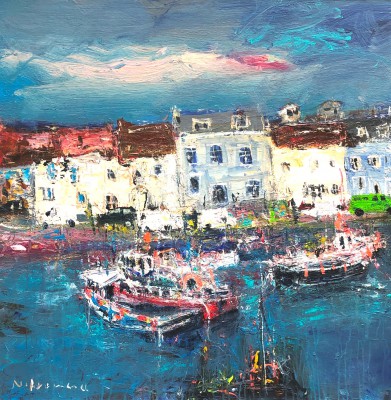 Scottish Artist NAEL HANNA - Scottish Fishing Village - Lunan Bay