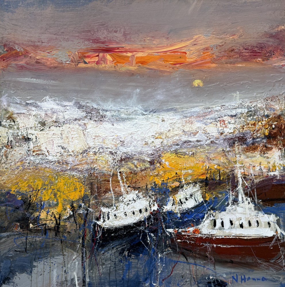 Scottish Artist Nael Hanna - Fishing Boats, Fife