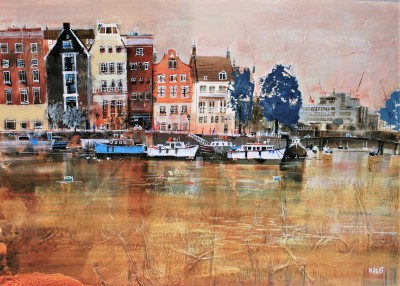 NAGIB KARSAN - houses and boats, amsterdam