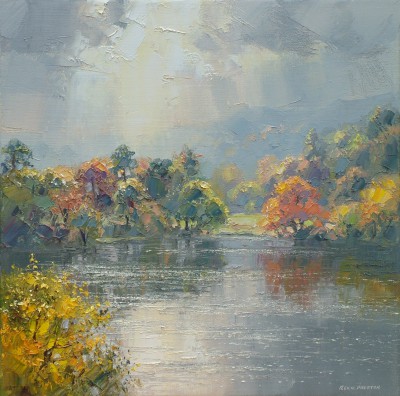 REX PRESTON - reflected sunlight, loughrigg tarn, cumbria