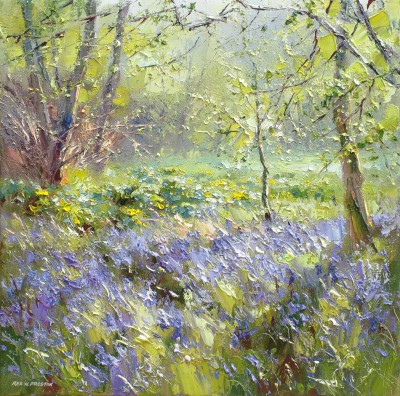 REX PRESTON - bluebells and marsh marigolds