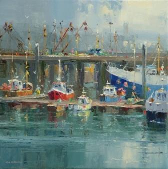 REX PRESTON - morning light, newlyn harbour