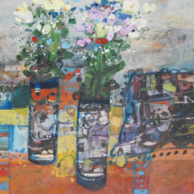 Still Life with Hollyhocks 