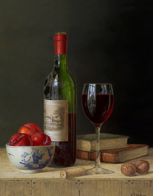 ROY HODRIEN - chateau lafite with plums and books