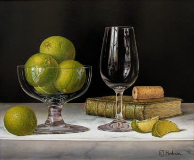 ROY HODRIEN - limes with glass and book