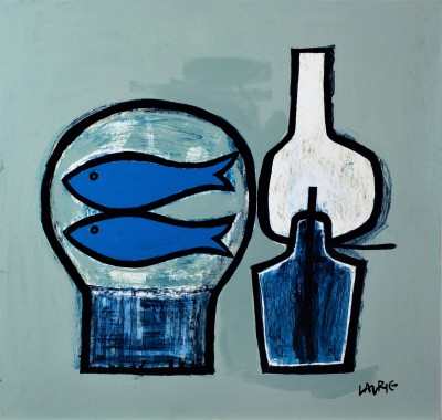 SIMON LAURIE - blue fish and lamp