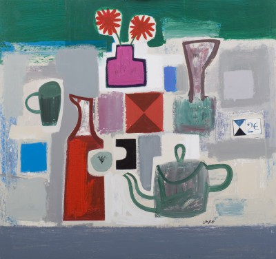 SIMON LAURIE - tea pot and flowers