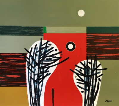 SIMON LAURIE - red patch with moon